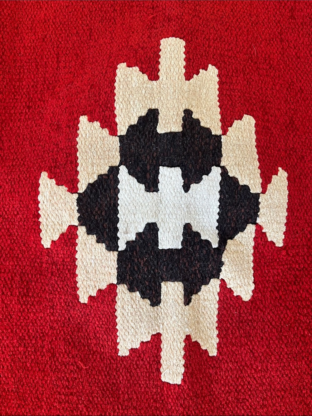 Vintage Zapotec woven wool rug geometric Southwestern 19 x 47” - Picture 2 of 5